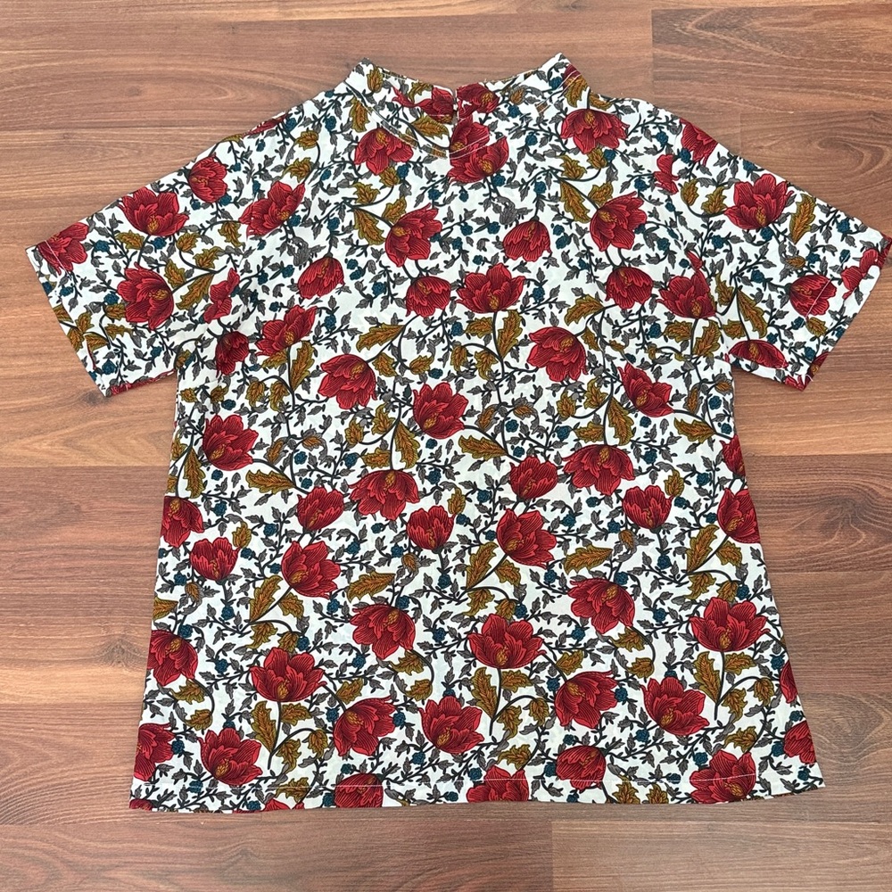 Floral Red and White Women’s Shirt
